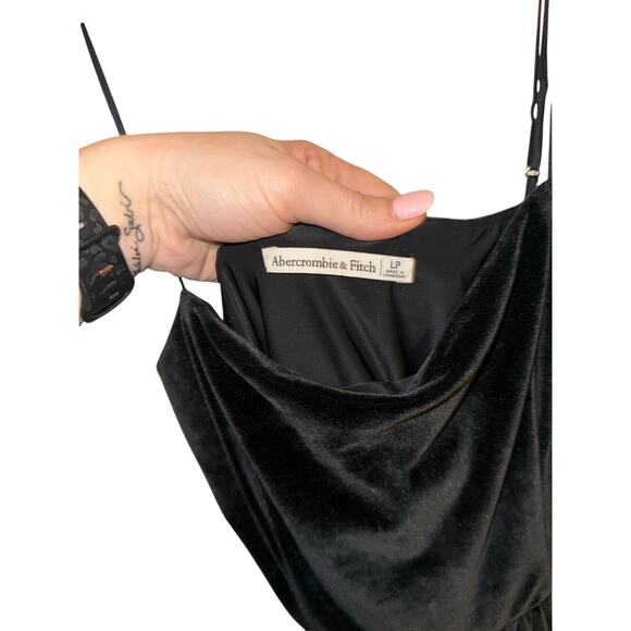 Abercrombie & Fitch Dark Grey Velvet Dress with Bubble Hem - women's large (p) - Picture 8 of 10